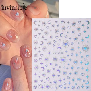 Miếng dán trang trí móng tay 3d hình trăng sao trái tim trượt phong cách hàn quốc
