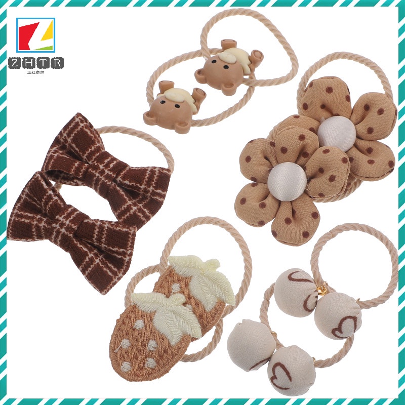 Set 5 Cặp Dây Buộc Tóc Đính Nơ Dễ Thương Cho Bé Gái