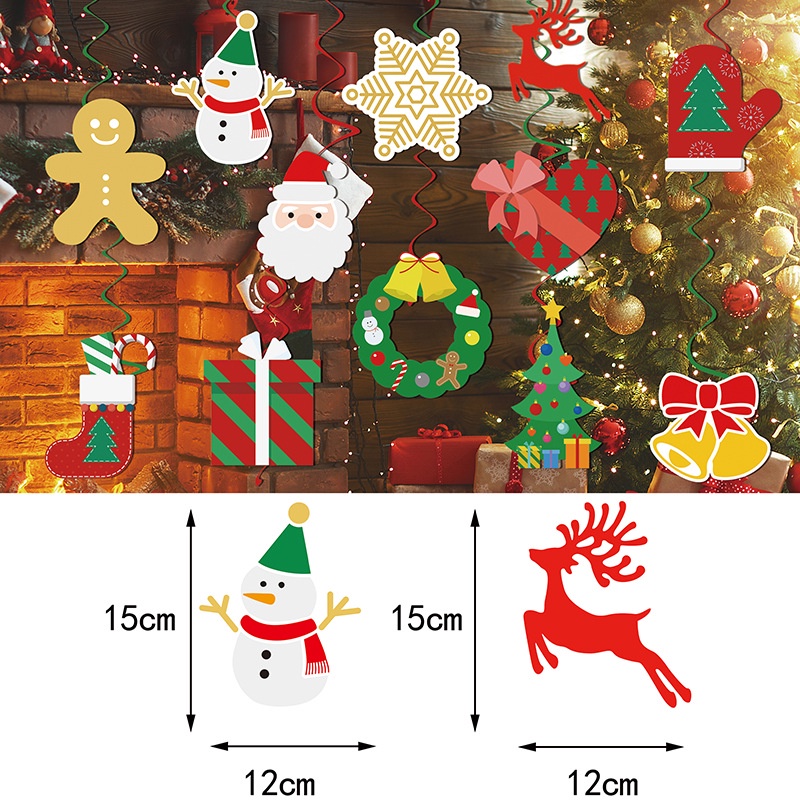 Set 2 Phụ Kiện Treo Trang Trí Giáng Sinh Hình Xoắn Ốc Hoạt Hình Dễ Thương