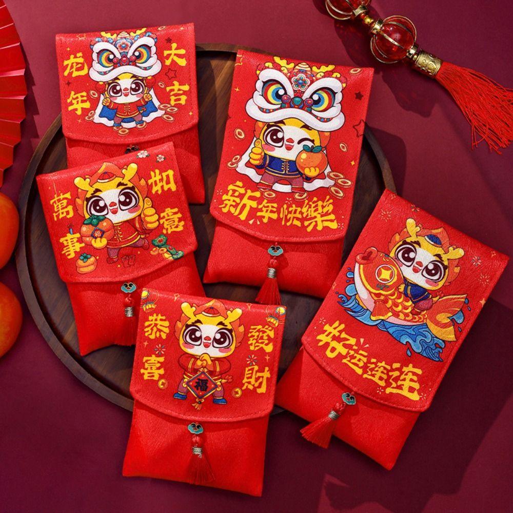 Shanhai Ví Đỏ May Mắn Hình Bao Lì Xì Năm Mới 2024 Màu Đỏ May Mắn Làm Quà Tặng Cho Bé