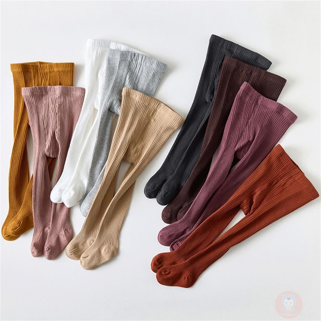 Laa6-áo Quần Legging Co Giãn Màu Trơn Dễ Thương Dành Cho Bé Gái