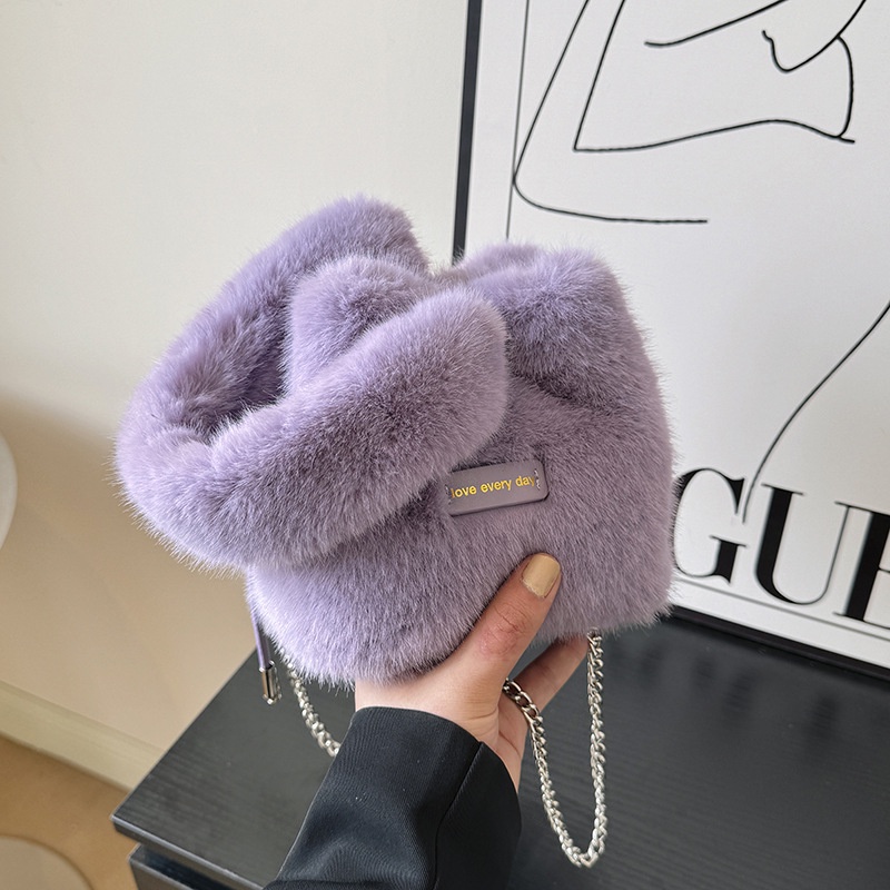 Dongbeauty Túi Đeo Chéo Vai Bằng Vải Lông Thời Trang Thu Đông 2023