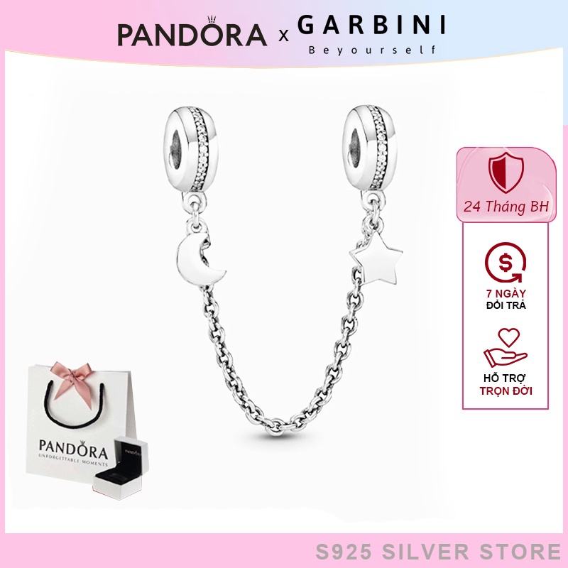 Charm Pandora Half Moon and Star Safety Chain Charm 1130