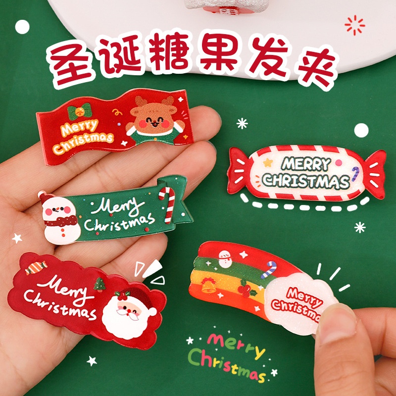 Kẹp Tóc Hoạ Tiết Hoạt Hình Giáng Sinh Cho Bé