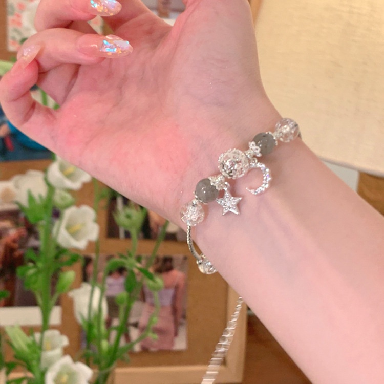 Vòng Tay Hình Trăng Sao Đính Đá Sang Trọng Phong Cách Hàn Quốc