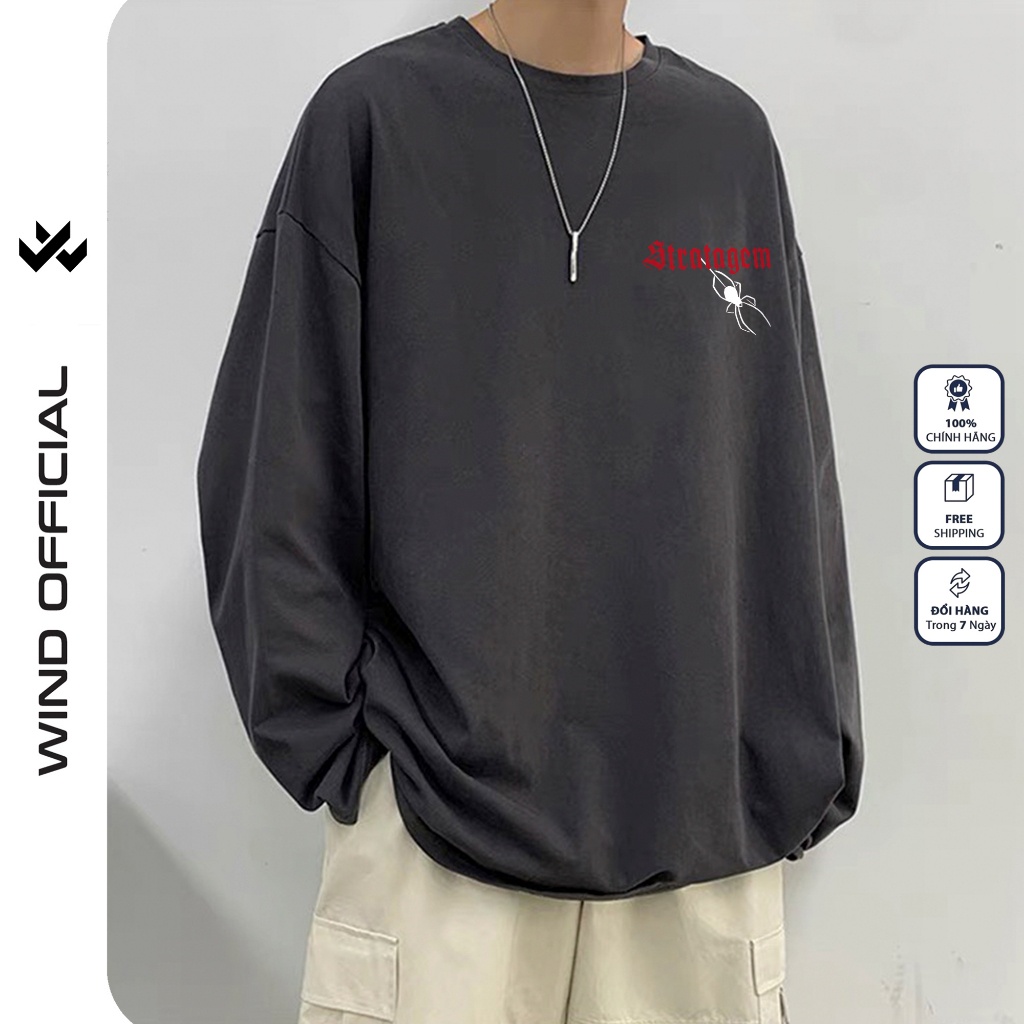 Áo thun tay dài WIIS phông unisex form rộng SPIDER WEB thời trang sweater oversize