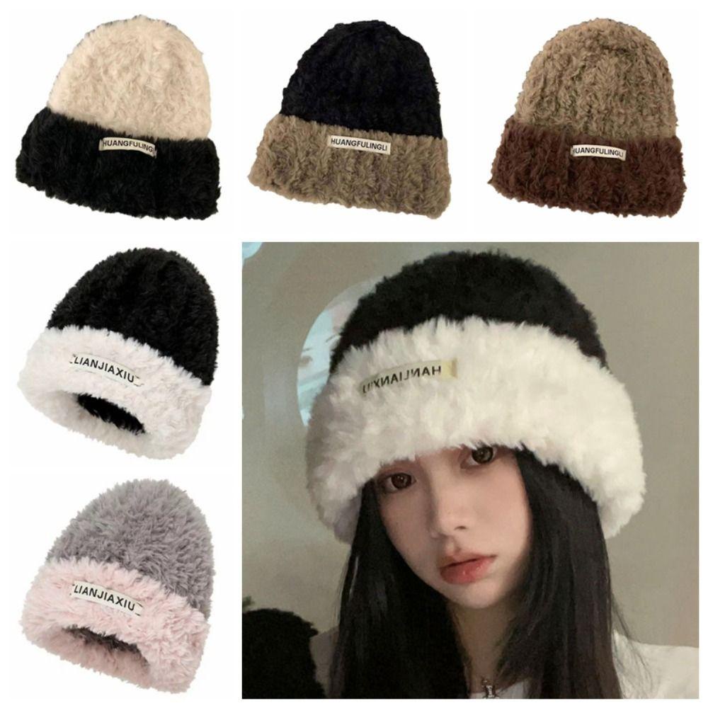 Mũ Len Trùm Đầu Giữ Ấm Mùa Đông In Chữ Phong Cách Hàn Quốc Đơn Giản