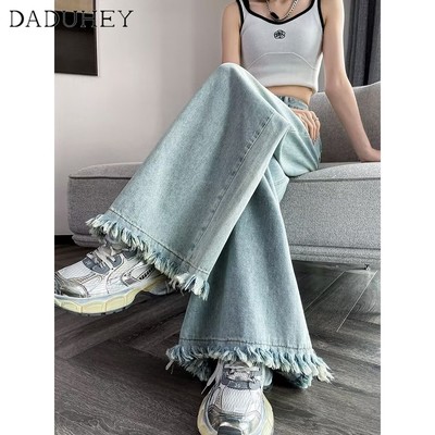 Quần jean DADUHEY ống rộng lưng cao phong cách đường phố Mỹ cổ điển thời trang