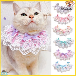 Sp * yếm đeo cổ mềm mại thoải mái họa tiết hoa đính nơ bắt mắt dành cho thú cưng