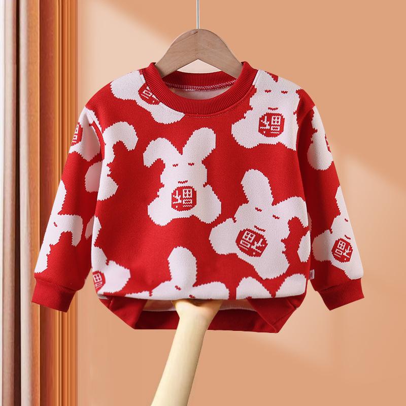 🔥Hot Sale🔥áo nhung đỏ cho bé áo nỉ bé gái áo len trẻ em Áo sweater Tay Dài Đệm Nhung Dày Dặn Giữ Ấm In Họa Tiết Hoạt Hình Thời Trang Thu Đông Cho Bé Trai Và Gái áo len cho bé gái