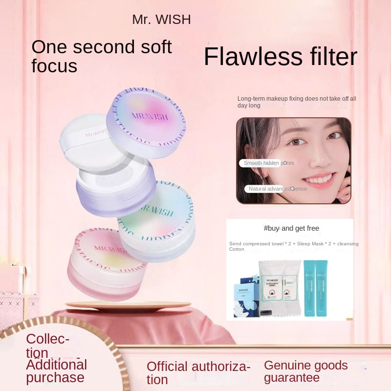Mr. Wish ông bột lỏng kiểm soát dầu sửa trang điểm giữ trang điểm bột mật ong lấy nét  phun kem che khuyết điểm da dầu khô không dính bột lỏng mousse