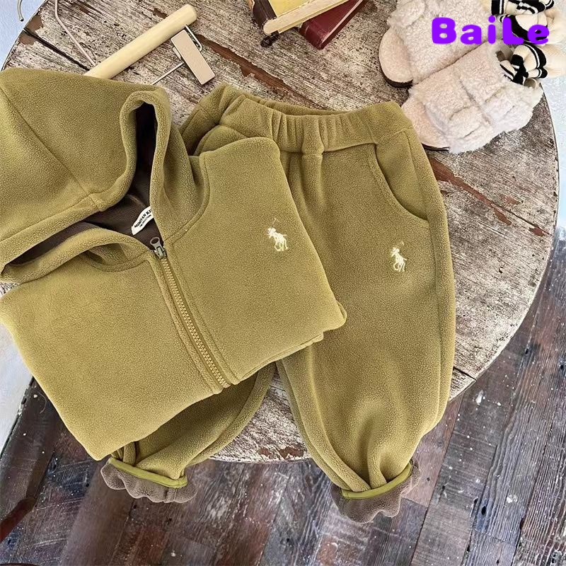 Set Đồ Thể Thao Dáng Rộng Có Mũ Trùm Bằng Lông Cừu Dày Phong Cách Thu Đông Mới Cho Bé Trai Và Bé Gái