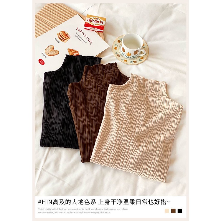 Áo Thun Tay Dài Cổ Cao Dáng Ôm Phong Cách Hàn Quốc htv0