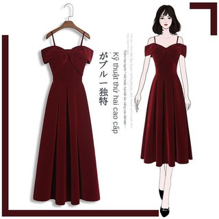 Đầm cô dâu màu đỏ rượu thời trang 2023