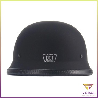 Matte Black German Style Vintage Motorcycle Helmet Half Face