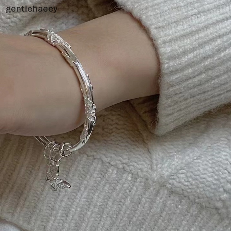 Gent Vòng Tay Dạng Mở Hình Hoa Bướm Trái Tim Bằng Tre Có Thể Điều Chỉnh Góc Phong Cách Trung Hoa Thời Trang