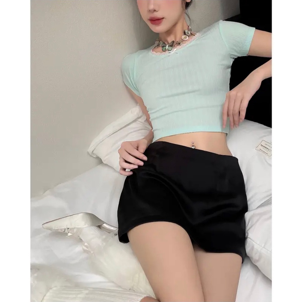 Chân váy kiểu cạp trễ PINKSTORE29 dáng ôm có lót quần, phong cách Y2K C070