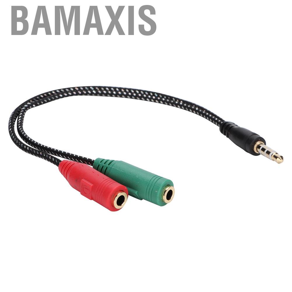 Bamaxis 3.5mm Double Earphone Microphone Adapter Headset Couple Audio Splitter