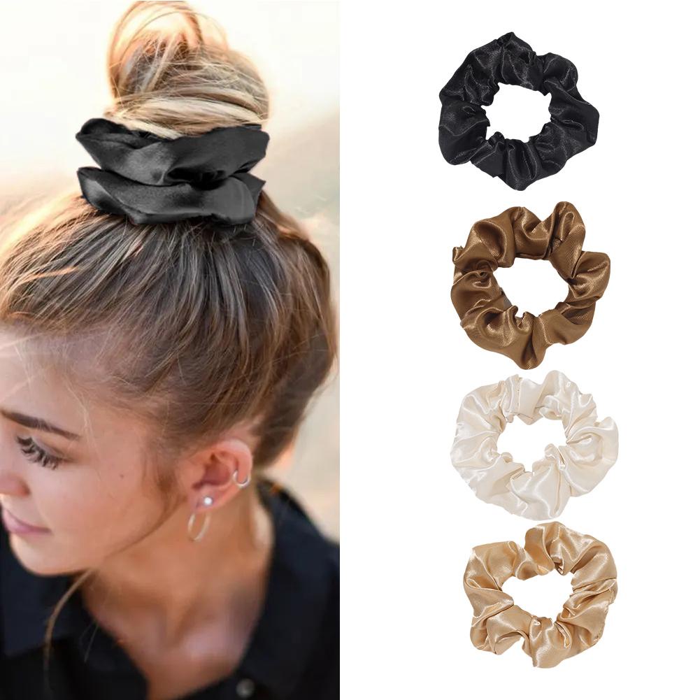 Dây Cột Tóc Bản Lớn Màu Sắc Đơn Giản Phong Cách retro Cho Nữ