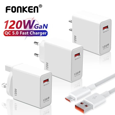 Củ Sạc Nhanh Chuẩn eu es uk qc 5.0 120w Cho Điện Thoại xiaomi fonken