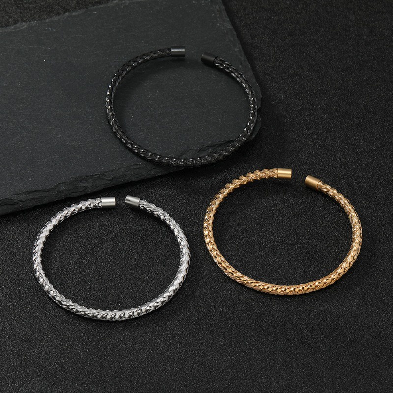 Vòng Tay Mở Bằng Thép Titan Không Gỉ 4mm Thời Trang Mới Cho Nam Và Nữ