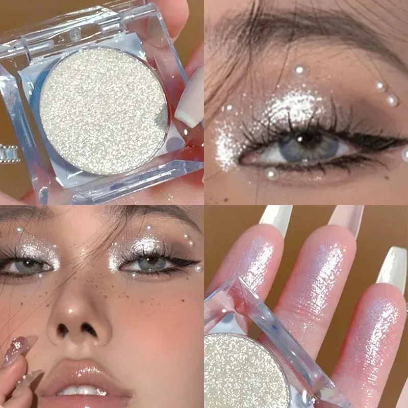 Phấn Mắt Trang Điểm Lâu Trôi Không Thấm Nước Lấp Lánh / Phấn Mắt acrylic Đơn Sắc / Bảng Phấn Mắt Kim Cương mini Trong Suốt Vỏ Sò Lấp Lánh Bắt Sáng