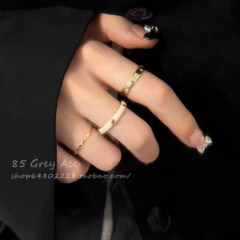 Thời Trang Nhẫn Hở Hình Ngôi Sao Đính Đá zircon Nhiều Màu Sắc Có Thể Đ