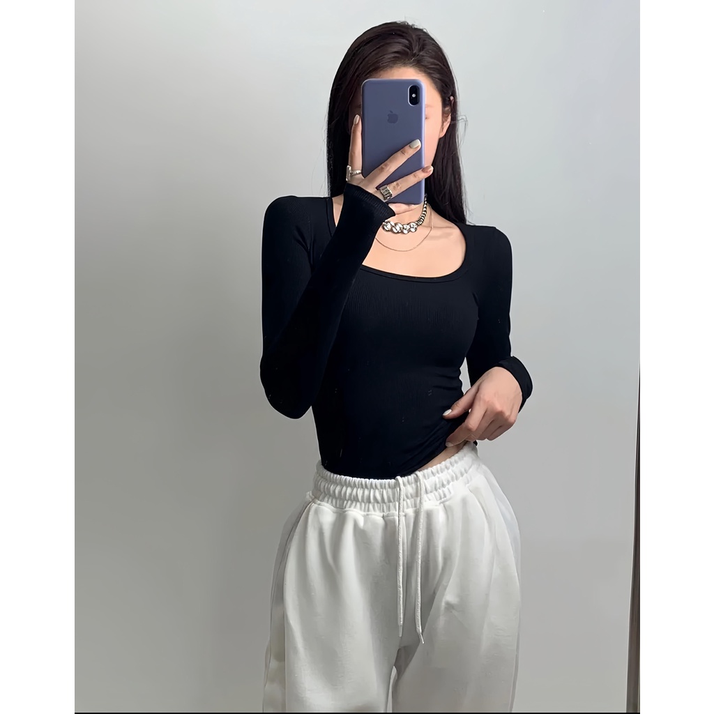 BASANA áo thun dài tay basic ôm body chất liệu co giãn A2210TCVDT