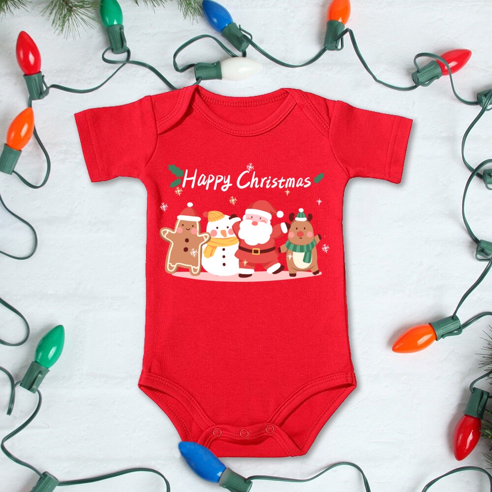 Bộ Áo Liền Quần 100% cotton In Họa Tiết Giáng Sinh Dễ Thương Cho Trẻ Sơ Sinh