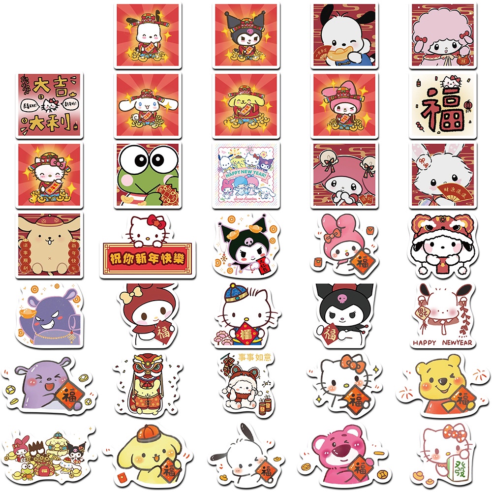 SANRIO Bộ 67 Miếng Dán Trang Trí Mũ Bảo Hiểm / Bút Chì Chống Thấm Nước Họa Tiết Hoạt Hình graffiti Dễ Thương