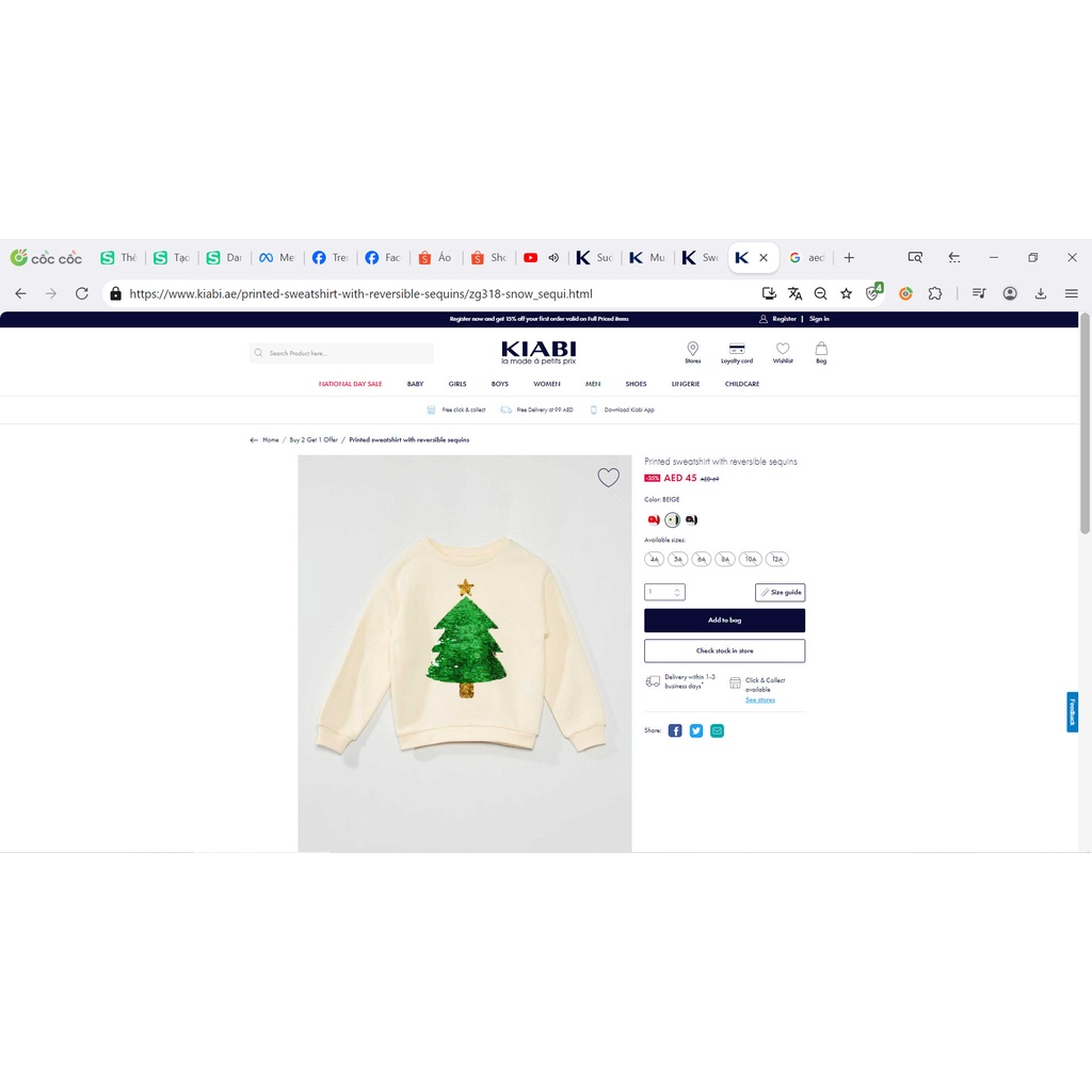 Áo nỉ bông Noel cho bé hàng Kiabi xuất