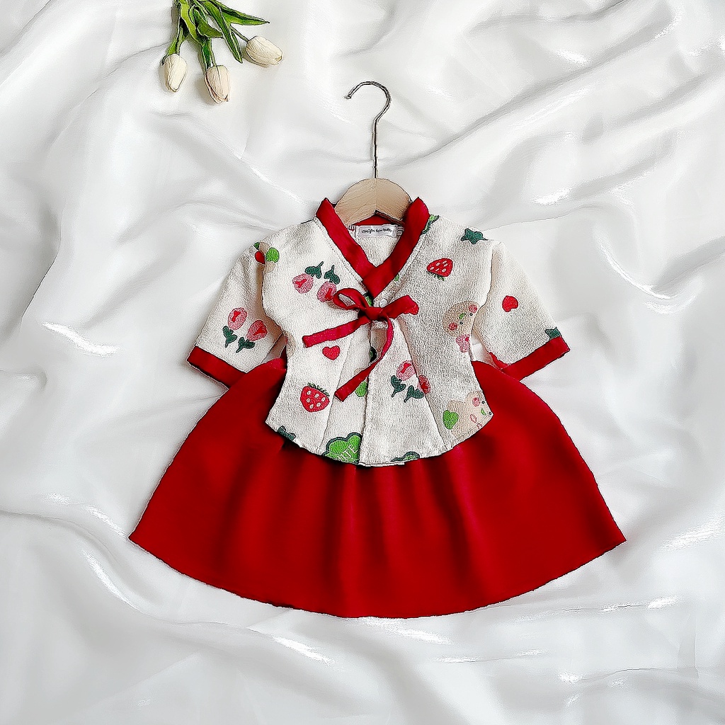 Set Váy Hanbok Dâu Tây Phong Cách Hàn Quốc Cho Bé Gái 1 2 3 4 5 Tuổi MINTSCLOSET Mint's Closet - GS1183