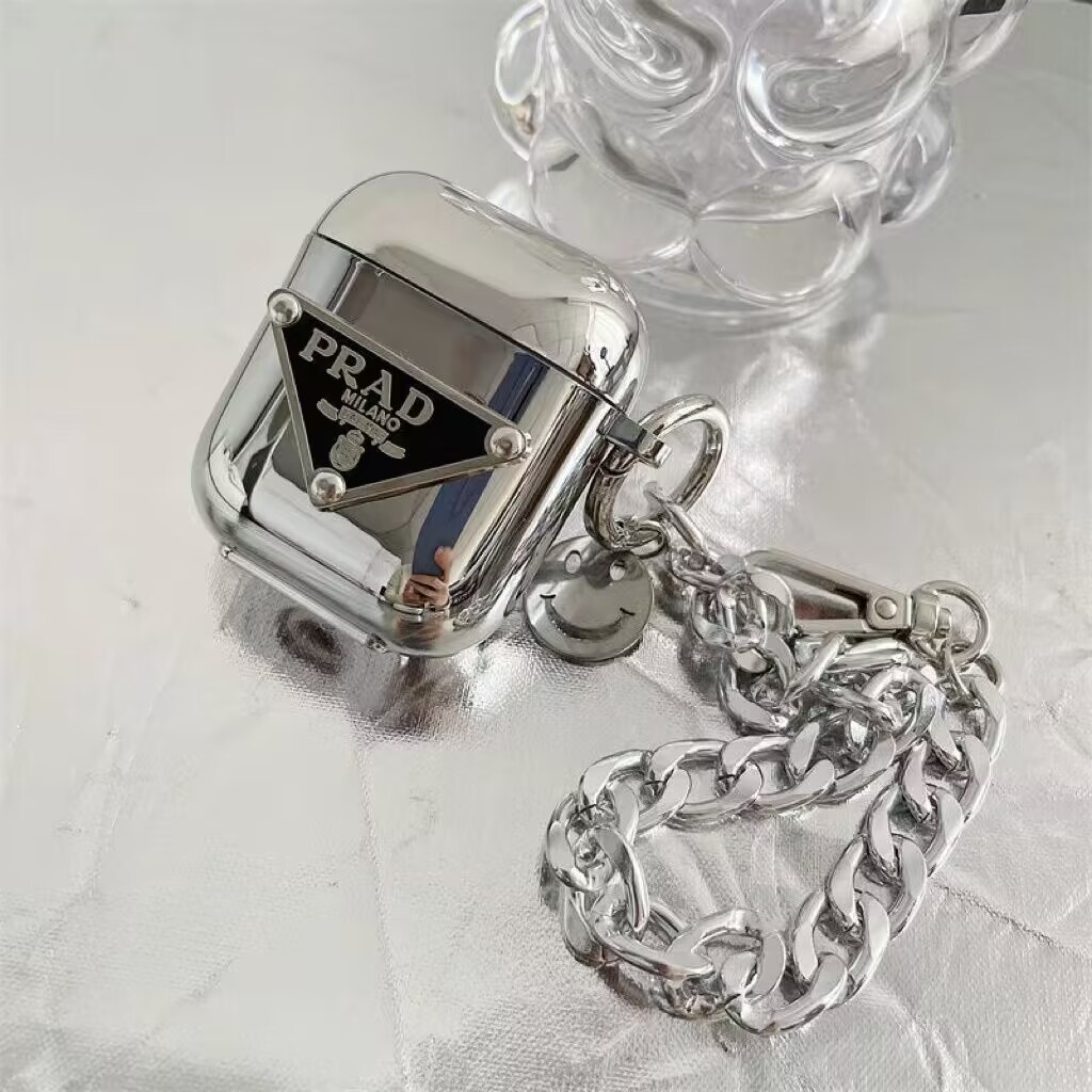 Thời Trang Vỏ Bảo Vệ Hộp Sạc Tai nghe không dây airpods pro gen 2 1 2 3 pro Màu Bạc Ánh Kim Có Móc Khóa