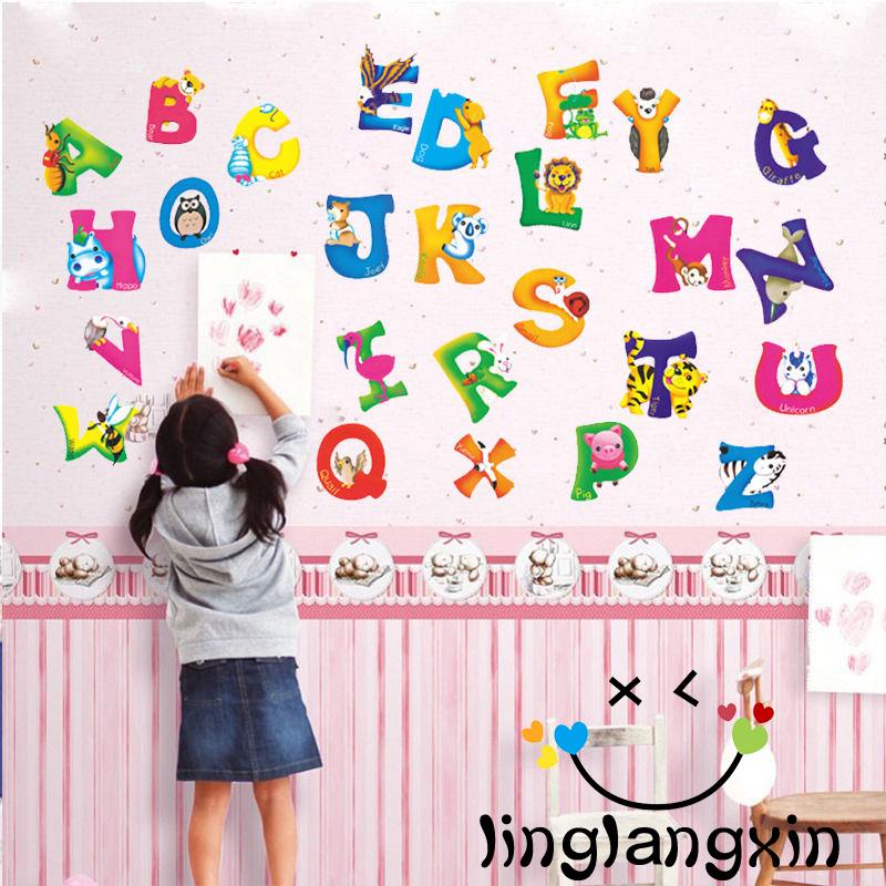 Mx-a-z Miếng Dán Tường Trang Trí Hình Chữ Cái Tiếng Anh Và Động Vật Tháo Rời Được Dành Cho Nhà Trẻ