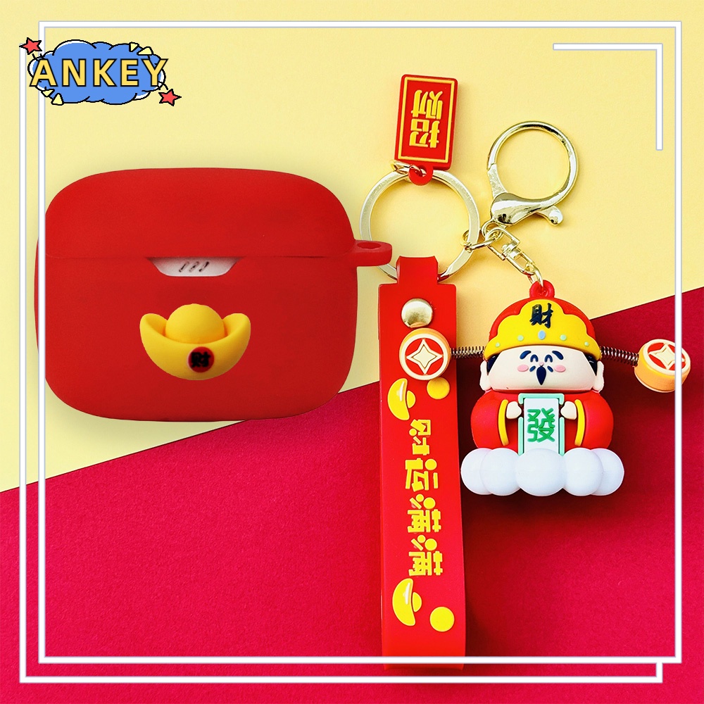 For JBL Wave Beam W200 Vibe 200 Earphone Silicone Case Cute Pig Earbuds Soft Protective Headphone Cover Headset Skin with Pendant