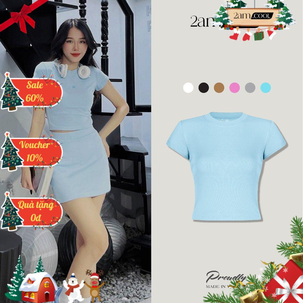 Áo Thun Trơn Nữ Ôm Nhiều Màu Chất Liệu Cotton Dày Dặn Đẹp 2AM
