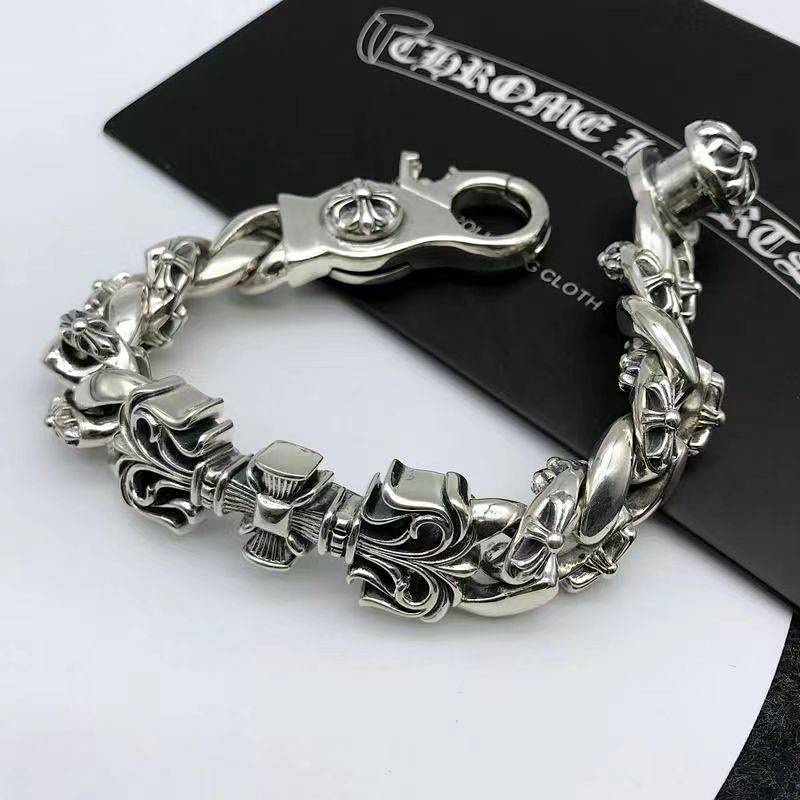 Manly Cross Bracelet Men's Fashionable 925 Sterling Silver European and American Vintage Thai Silver