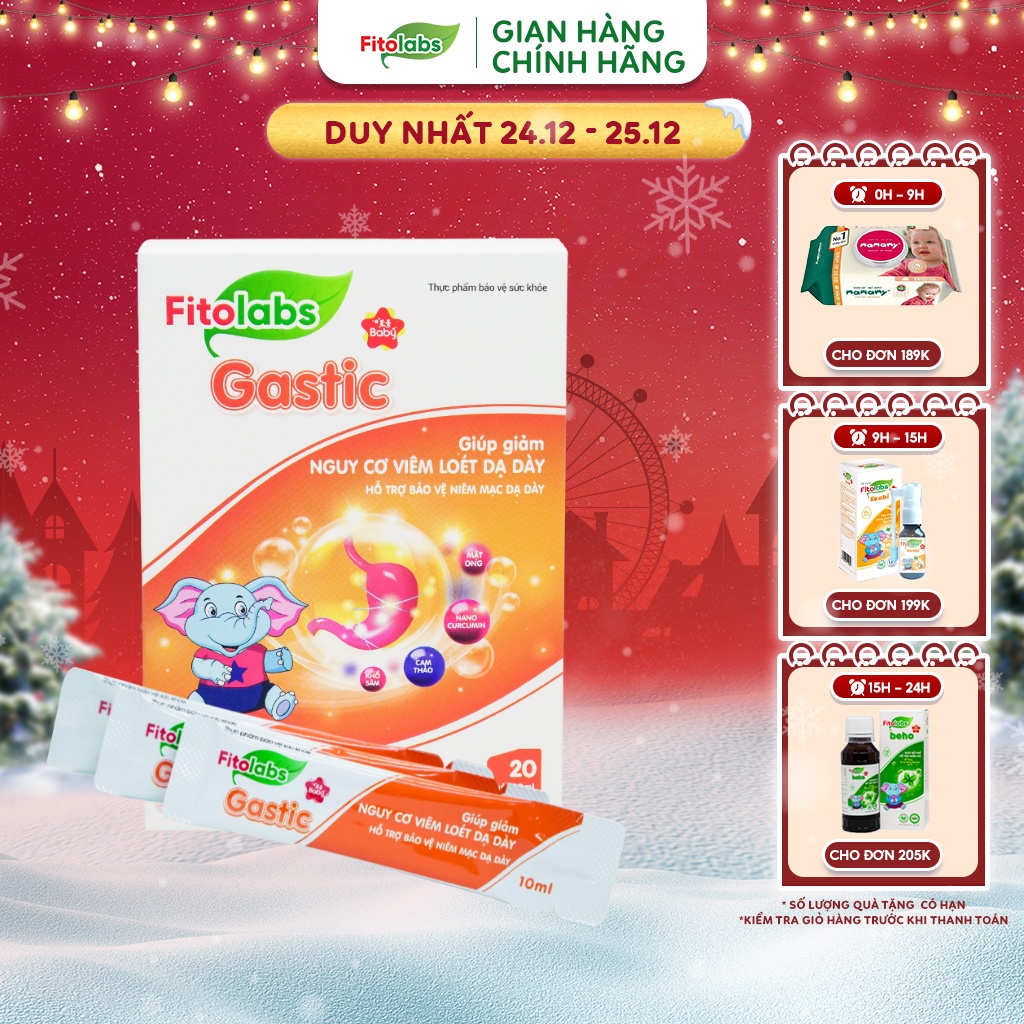 Siro Bảo Vệ Dạ Dày Fitolabs Gastic Thành Phần Thảo Dược Giúp Giảm Tình Trạng Đau, Trào Ngược, Đầy Bụng Hộp 20 Gói FITO15