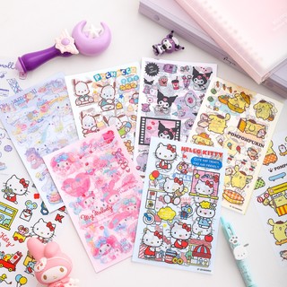 Limited Sanrio PET Sticker Kawaii Hello Kitty Kuromi Cinnamoroll Giai Điệu Tài Khoản Tay Chất Liệu Trang Trí DIY Dán Đồ Chơi Trẻ Em