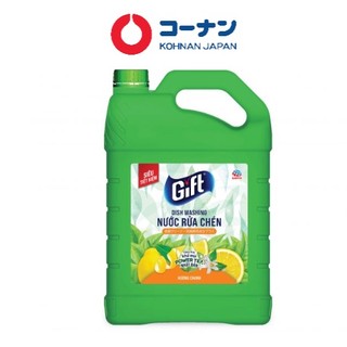 Nước rửa chén GIFT hương chanh, công thức khử mùi power tea 3.8Kg