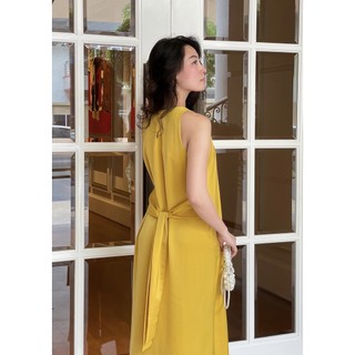 Đầm lụa vàng cộc tay - YV LE & CO