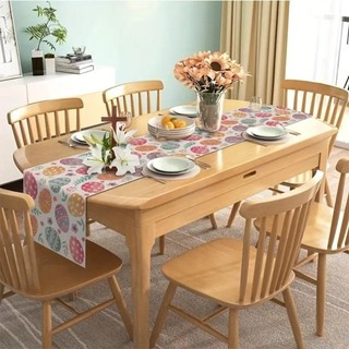 Benytro Easter Rabbit Table Runner, Bunny Egg Farmhouse Easter Table Flag, Easter Egg Trang Trí Happy Easter Linen Table Runner Gathering