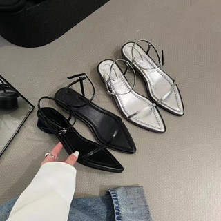 Giày sandal hở ngón mũi nhọn đế bệt quai chéo thời trang nữ sành điệu
