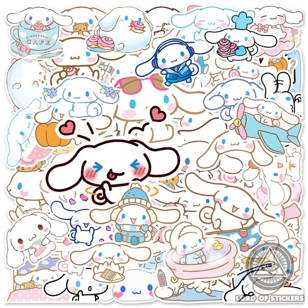 Set 50 Nhãn Dán Cinnamoroll Sticker Cute Nhân Vật Hoạt Hình Chống Thấm Nước Trang Trí Mũ Nón Bảo Hiể