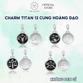 Mặt dây chuyền titan VIBE không hoen gỉ, hạt charm Pan xỏ vòng tay 12 cung hoàng đạo full hai mặt