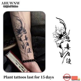  Nhãn dán hình xăm AHUWW kéo dài 15 ngày với họa tiết văn bản chống thấm nước và bền bỉ 617 
