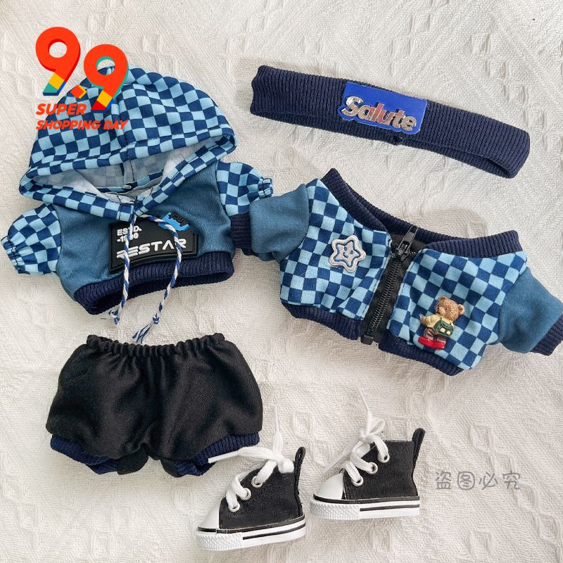 Bộ Quần Áo Cotton 20cm Kèm Băng Đô Xinh Xắn Cho Búp Bê Nam 20cm