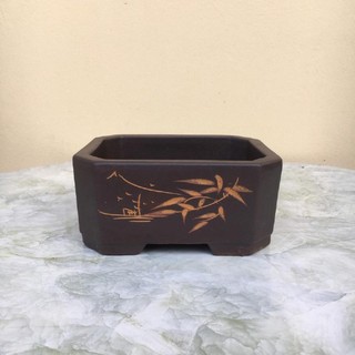 Chậu bonsai Chữ nhật mini đất nung gốm Bát tràng