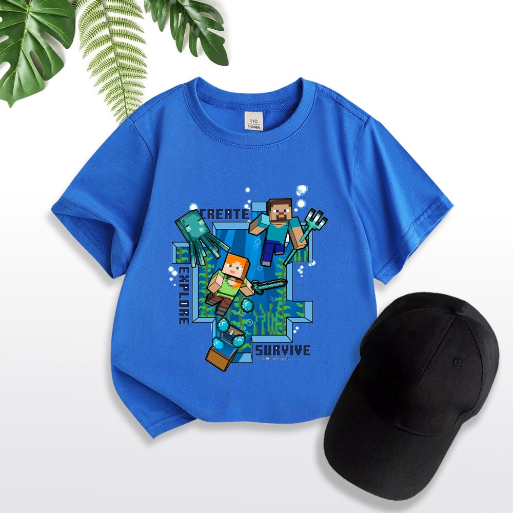Áo thun trẻ em MINECRAFF 2, áo thun cho bé, có big size và size người lớn, 4 màu, Anam Store
