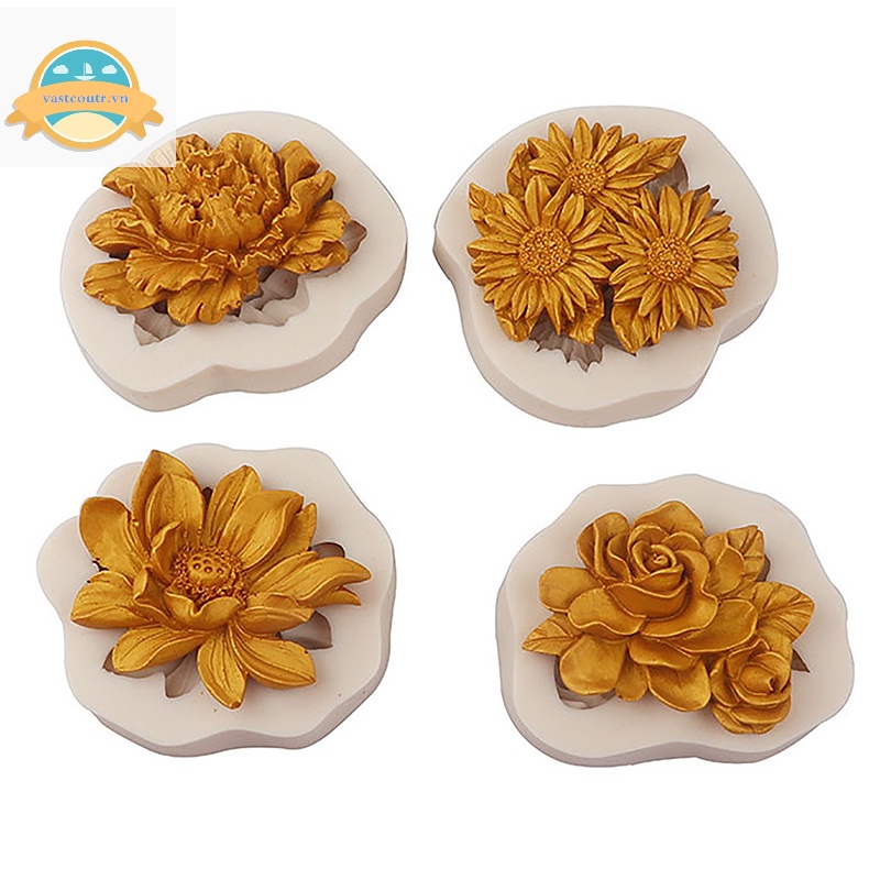 1 Khuôn Silicon Hình Hoa Mẫu Đơn / Hoa Sen / Hoa Hồng Trung Quốc vn